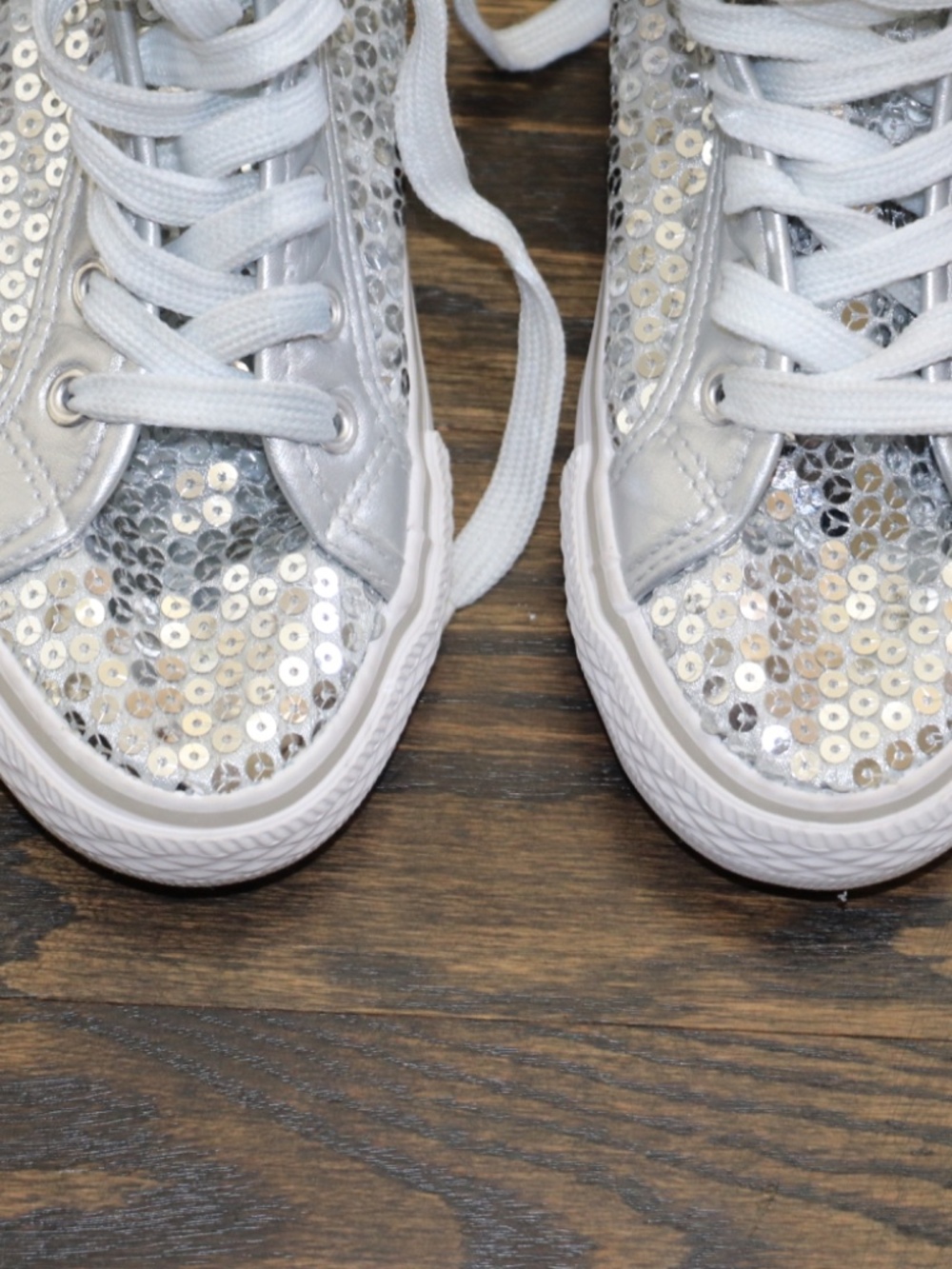 Girls Balera Silver Sequin High Top Hip Hop Dance Sneakers Size 5 WL6034 - Picture 2 of 11